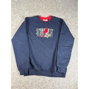 Vintage 90s Cardinal Bird Embroidered Sweatshirt Mens Small Navy Country Store